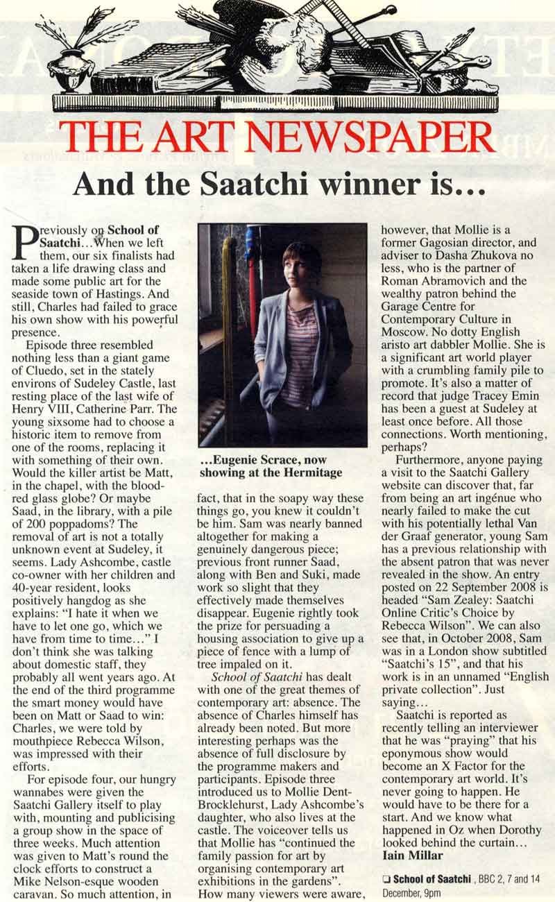 The Art Newspaper – And the Saatchi winner is… By Iain Millar