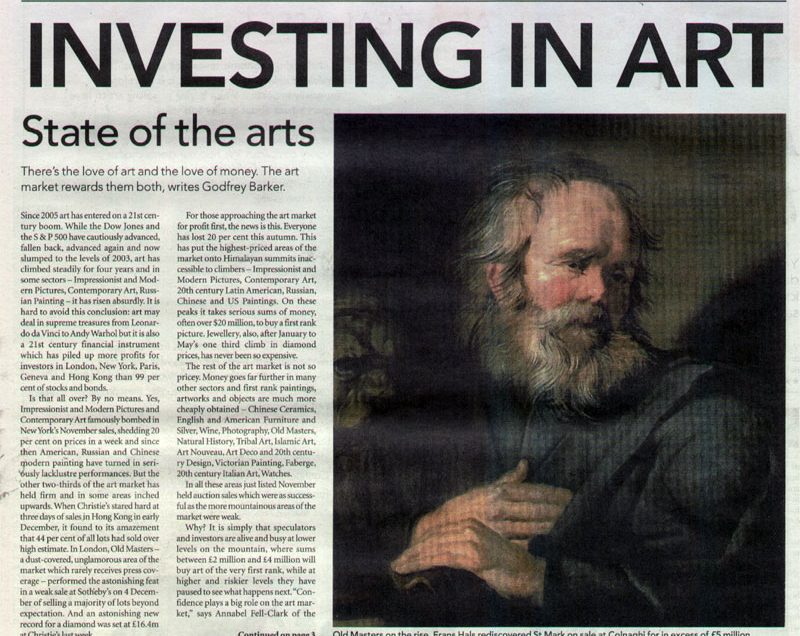The Times, Investing in Art – Art on a global scale – 16 Dec 2008