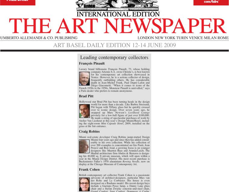 The Art Newspaper Art Basel daily edition “Leading Contemporary Collectors”