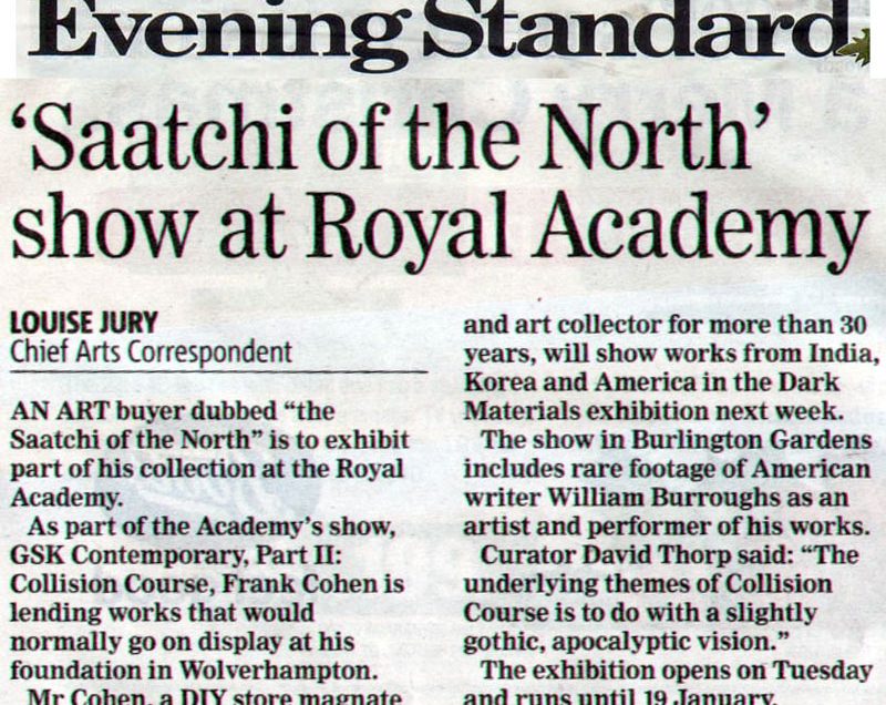The Evening Standard – Saatchi of the North’ show at Royal Academy – 11 Dec 2008